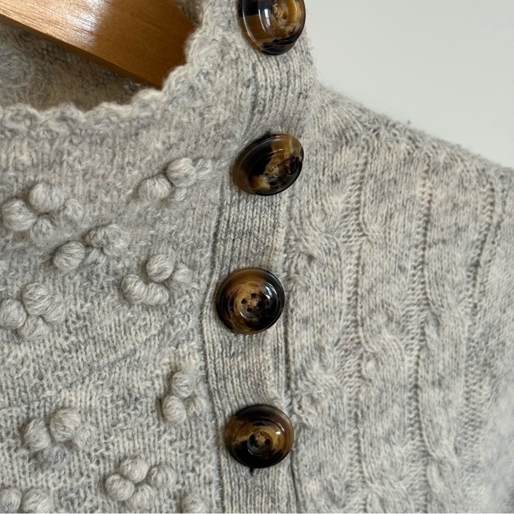 Anthropologie Moth Grey Textured Wool Blend Peplum Sweater Size Medium - Picture 5 of 11